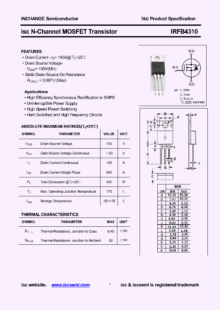 IRFB4310_8613824.PDF Datasheet