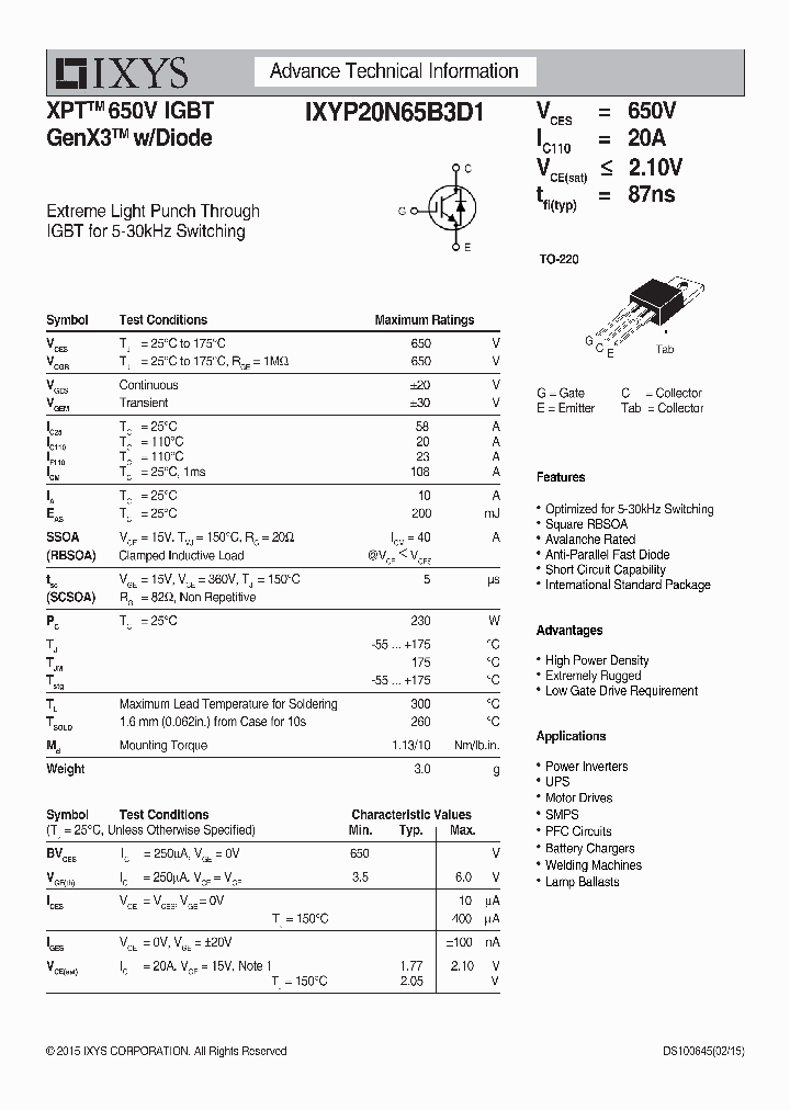 IXYP20N65B3D1_8614381.PDF Datasheet