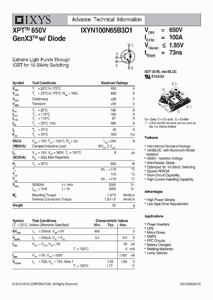 IXYN100N65B3D1_8614378.PDF Datasheet