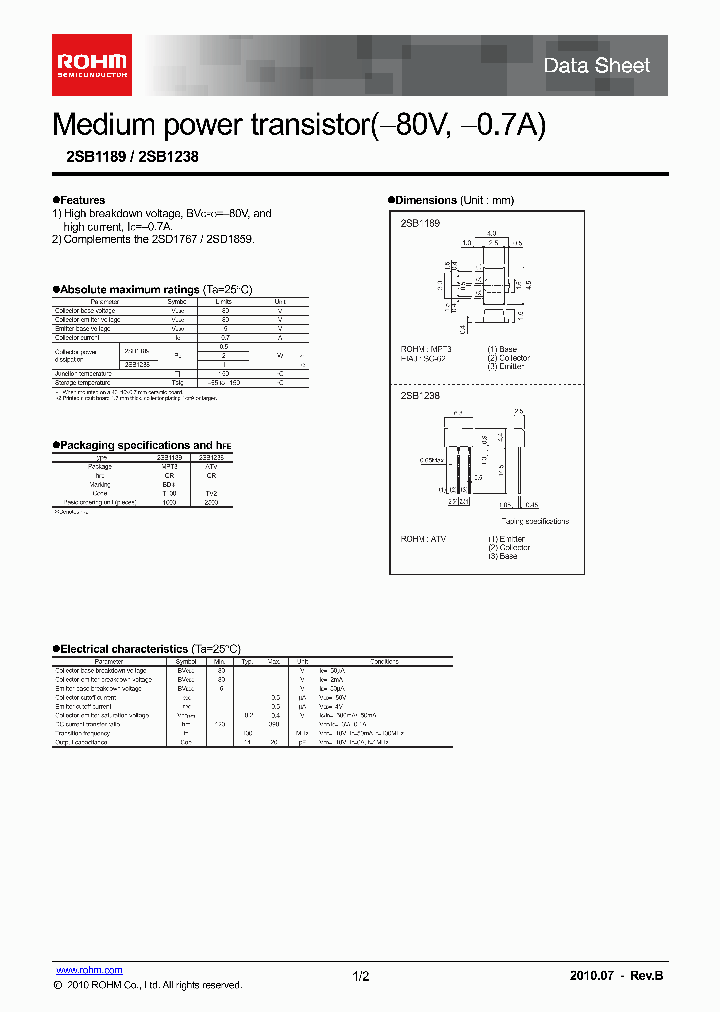 2SB1238TV2R_8620926.PDF Datasheet