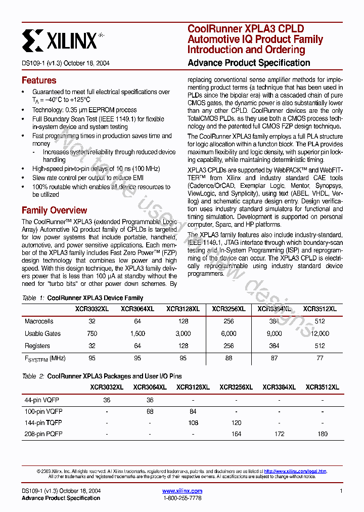 XCR3064XL_8622891.PDF Datasheet
