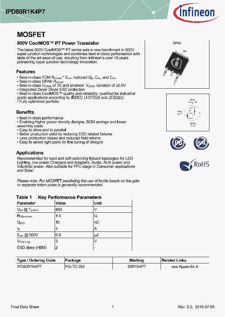 IPD80R1K4P7_8624397.PDF Datasheet
