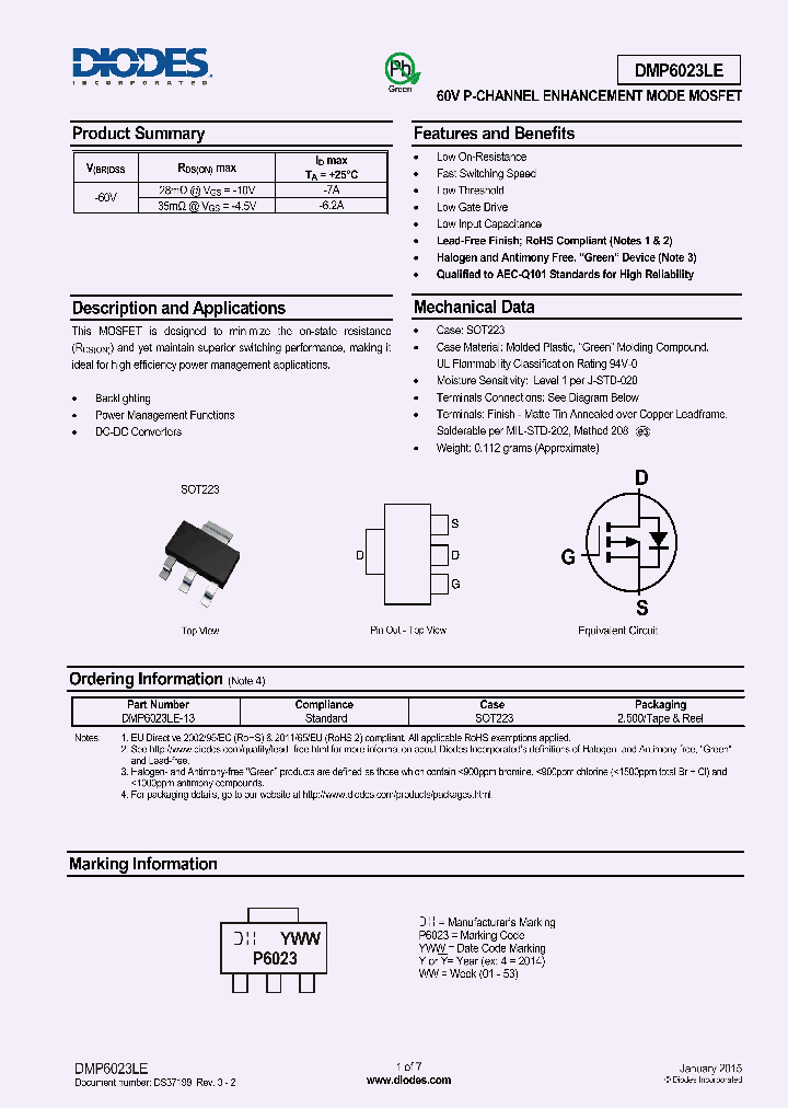 DMP6023LE_8626360.PDF Datasheet