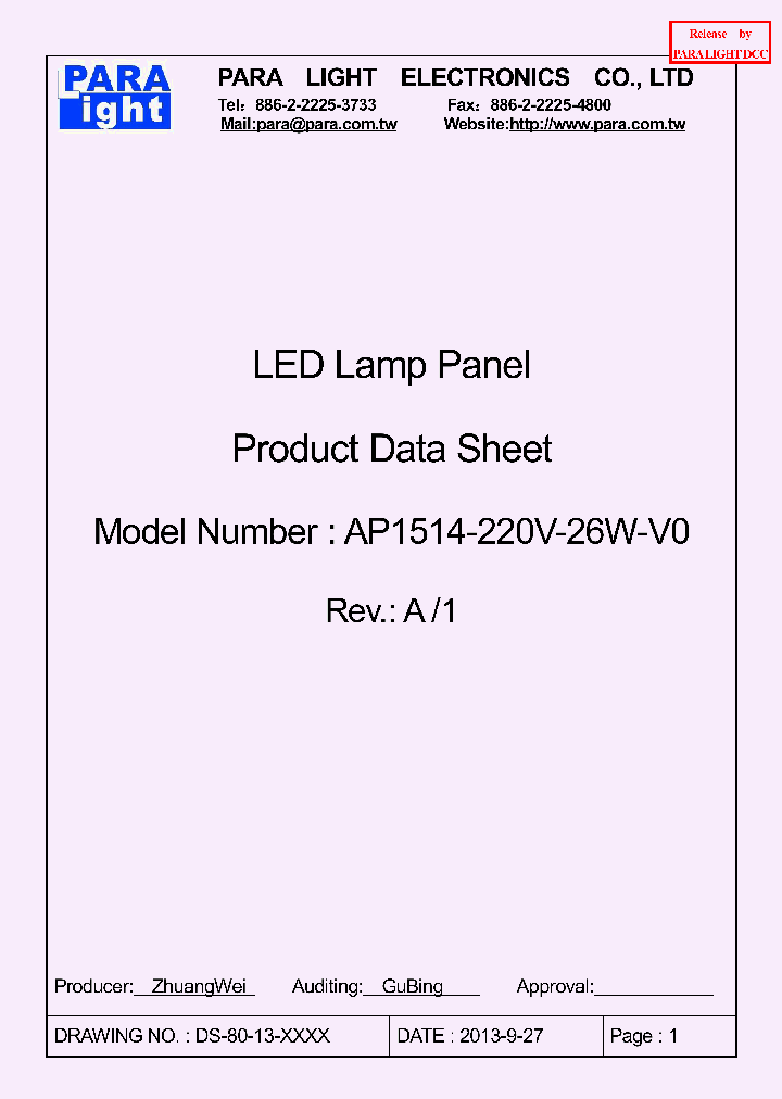 AP1514-220V-26W-V0_8626503.PDF Datasheet