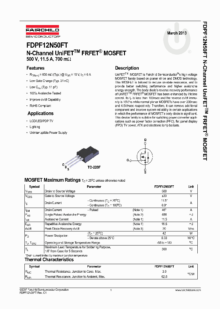 FDPF12N50FT_8630061.PDF Datasheet