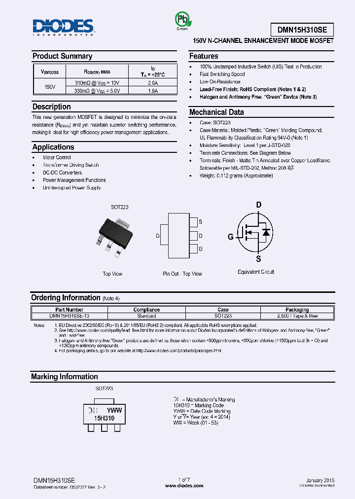 DMN15H310SE_8638570.PDF Datasheet