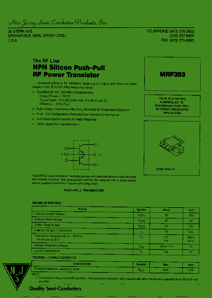 MRF393_8640089.PDF Datasheet