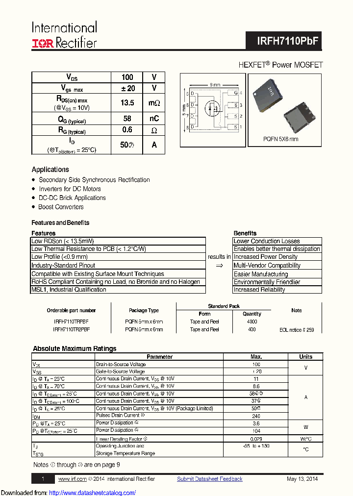 IRFH7110_8642250.PDF Datasheet