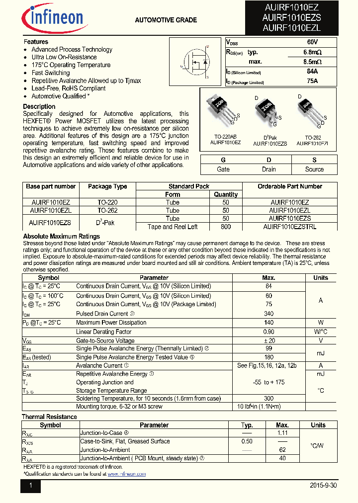 AUIRF1010EZSTRL_8643993.PDF Datasheet