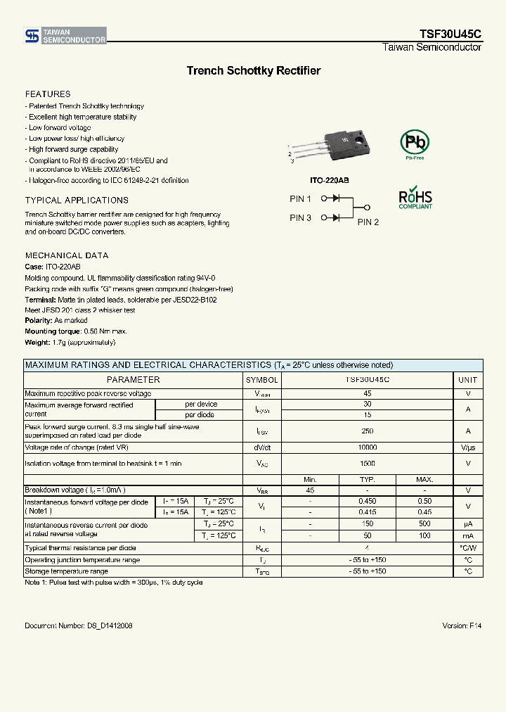 TSF30U45C-14_8648720.PDF Datasheet