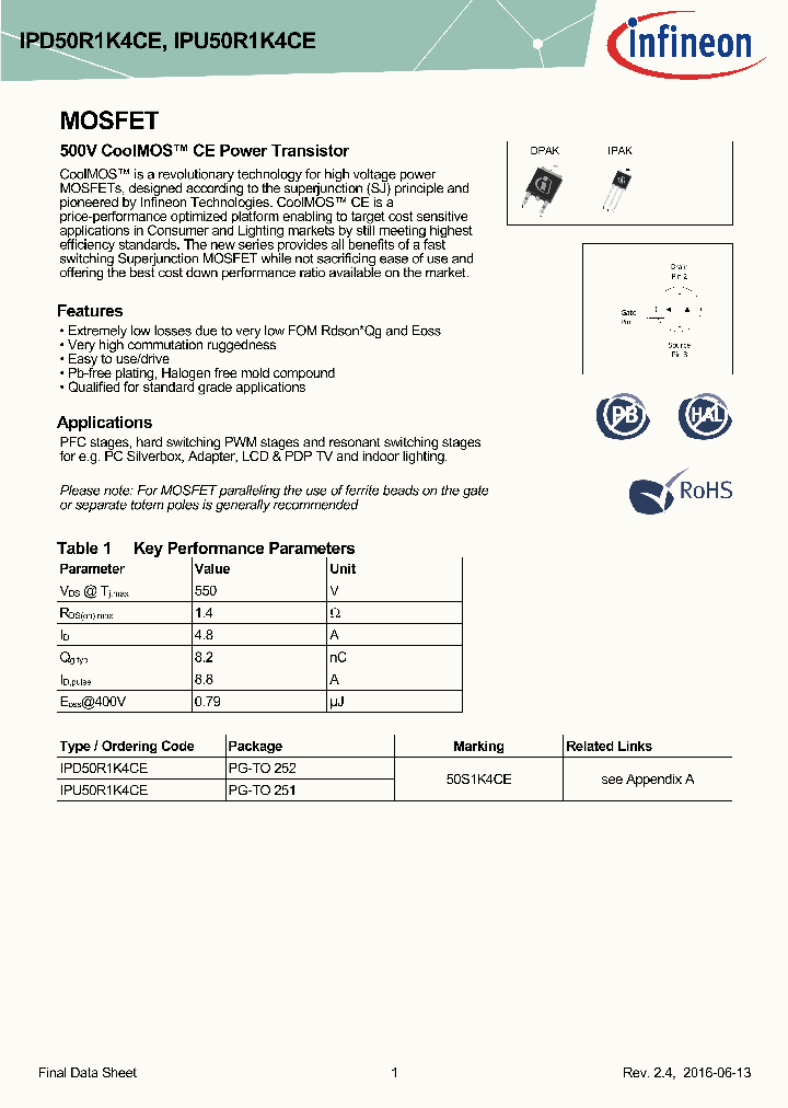 IPD50R1K4CE_8651216.PDF Datasheet