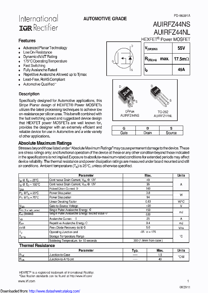 AUIRFZ44NSTRR_8652030.PDF Datasheet