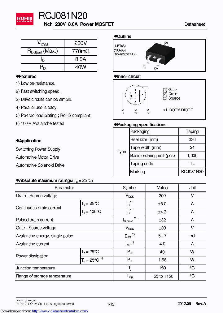 RCJ081N20TL_8655574.PDF Datasheet