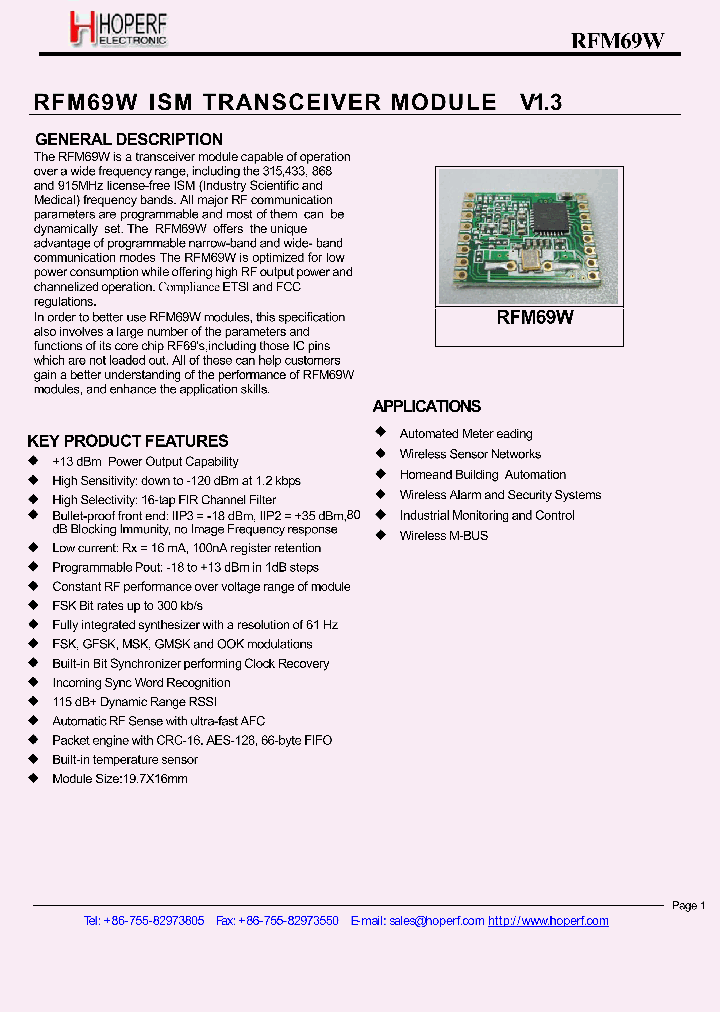 RFM69W-868S2_8659437.PDF Datasheet