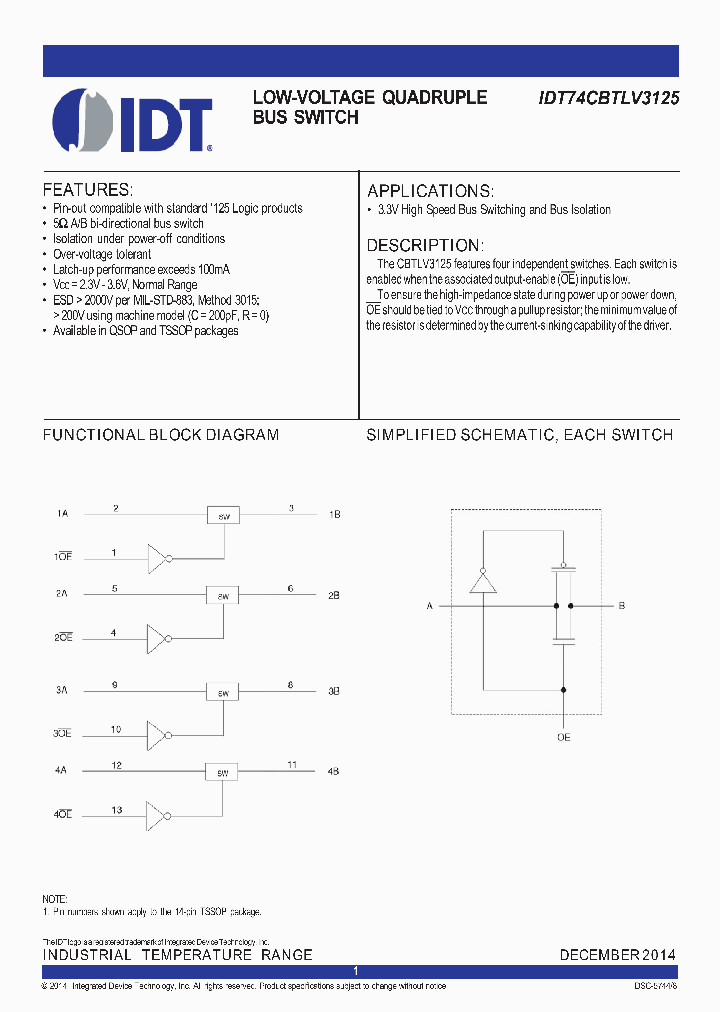 IDT74CBTLV3125_8660173.PDF Datasheet