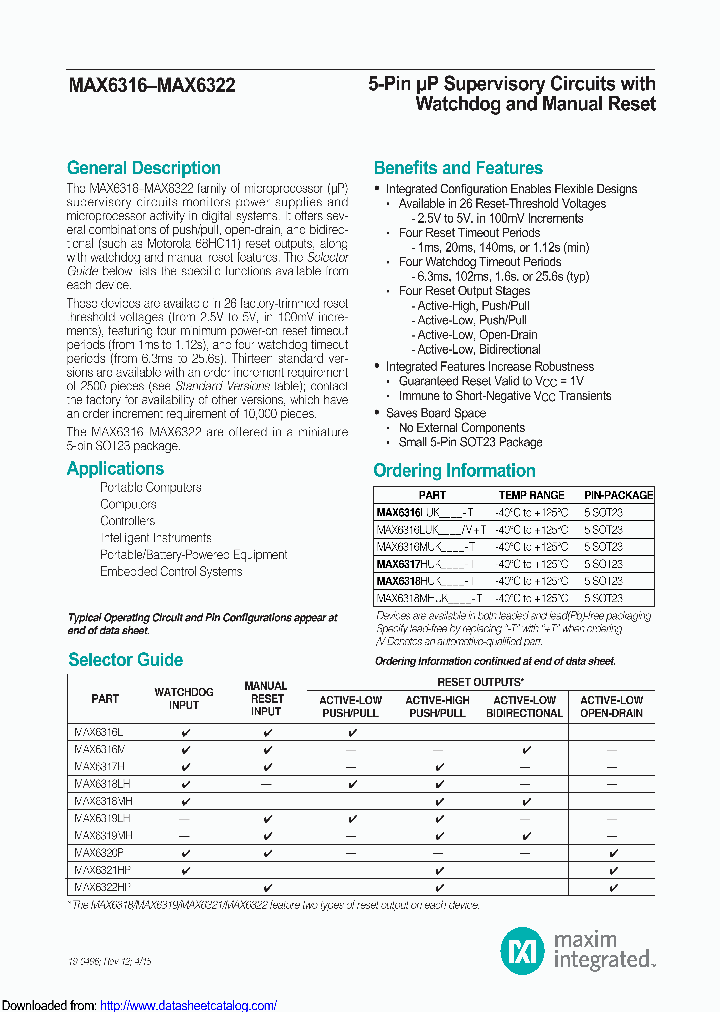MAX6316LUK46CZ_8669487.PDF Datasheet