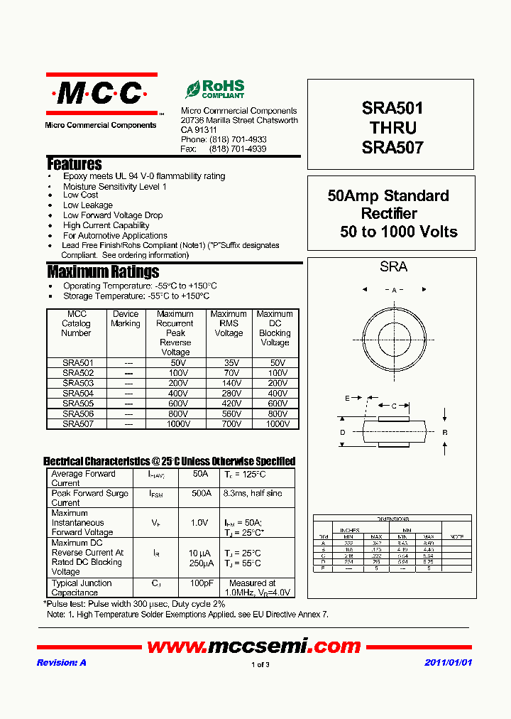 SRA501-11_8671650.PDF Datasheet