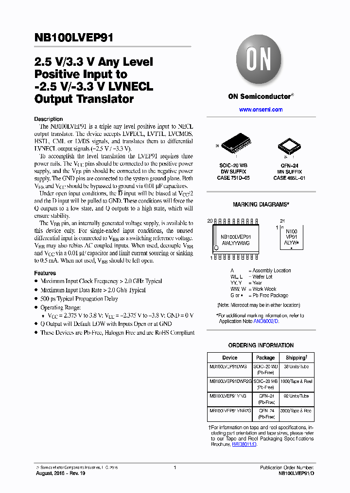 MB100LVEP91MNG_8678799.PDF Datasheet