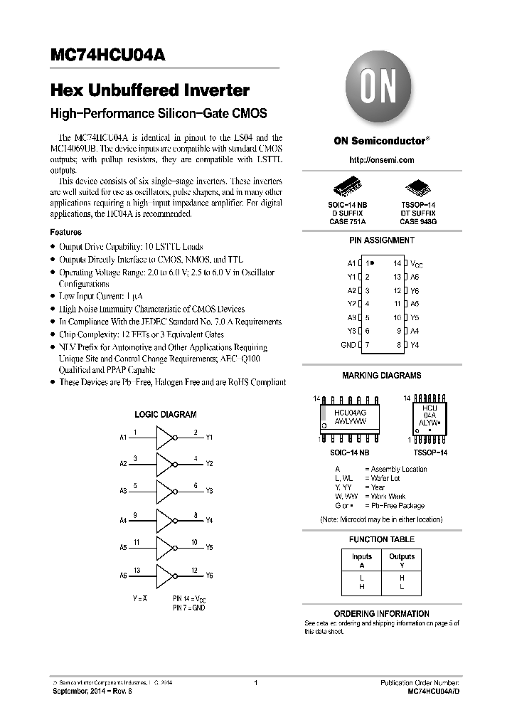 NLV74HCU04ADG_8681853.PDF Datasheet