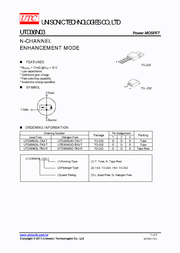 UTD36N03G-TA3-T_8681923.PDF Datasheet