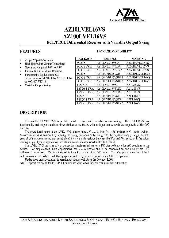AZ100LVEL16VSDR1_8690973.PDF Datasheet