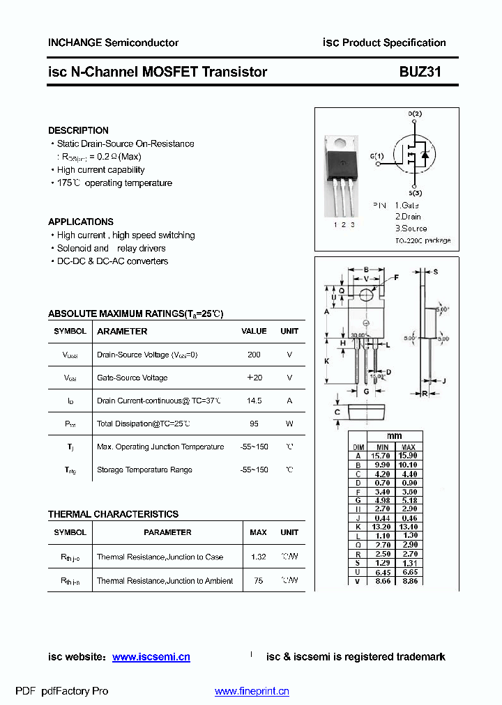 BUZ31_8695031.PDF Datasheet