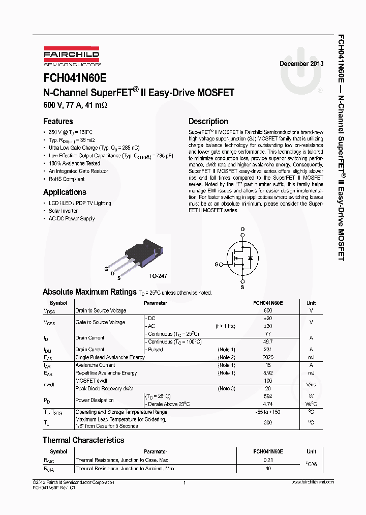FCH041N60E_8701144.PDF Datasheet