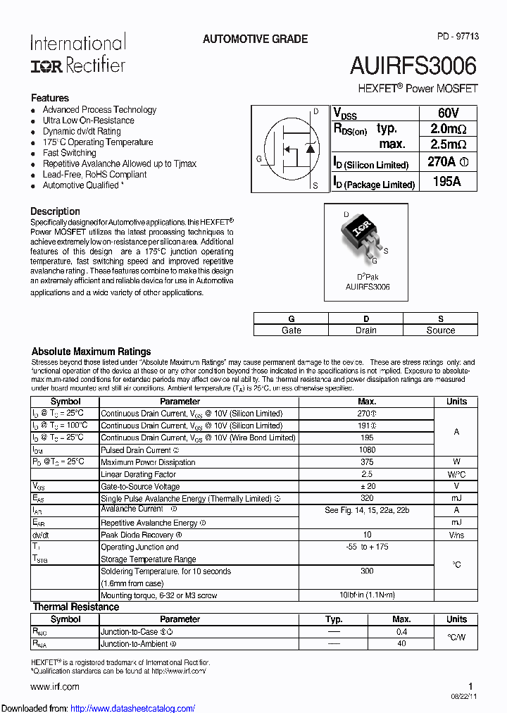 AUIRFS3006_8701540.PDF Datasheet