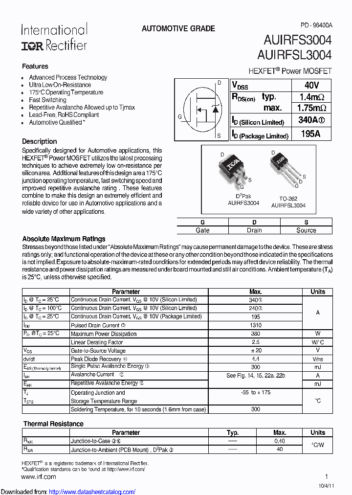 AUIRFS3004TRR_8701539.PDF Datasheet
