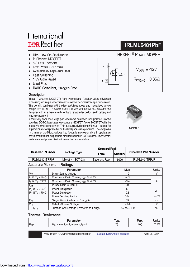 IRLML6401TRPBF_8702816.PDF Datasheet