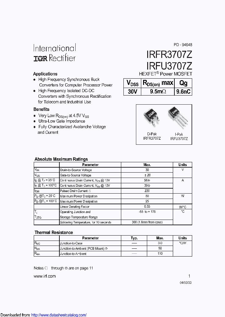 IRFR3707ZTRL_8706978.PDF Datasheet