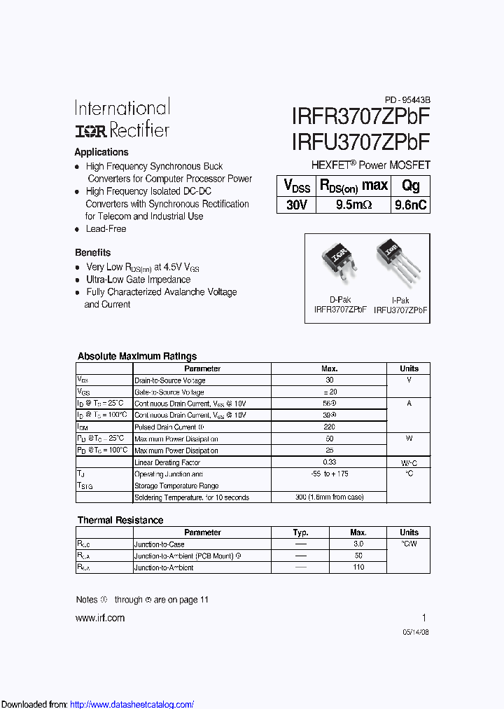 IRFR3707ZTRRPBF_8706979.PDF Datasheet