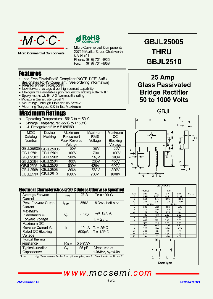 GBJL2502_8707320.PDF Datasheet