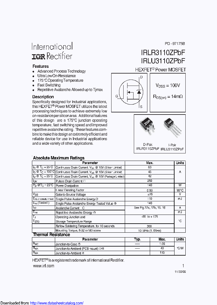 IRLR3110ZTRPBF_8708119.PDF Datasheet