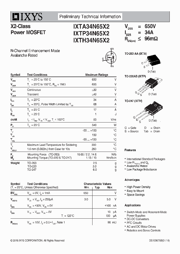 IXTP34N65X2_8708630.PDF Datasheet