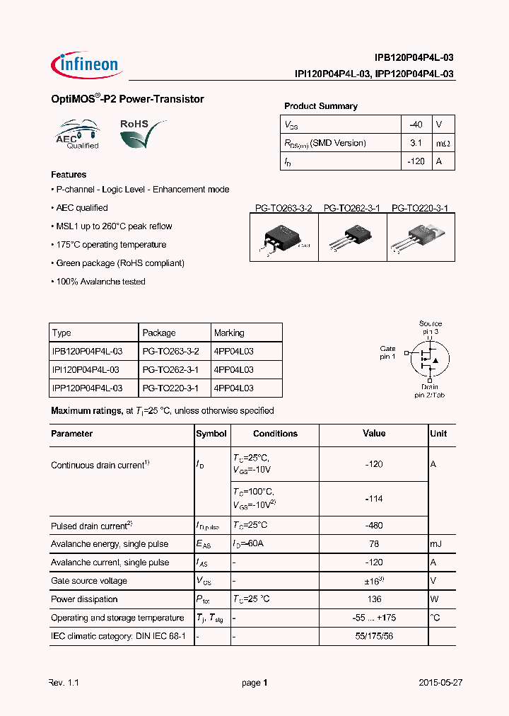 IPB120P04P4L-03_8708842.PDF Datasheet