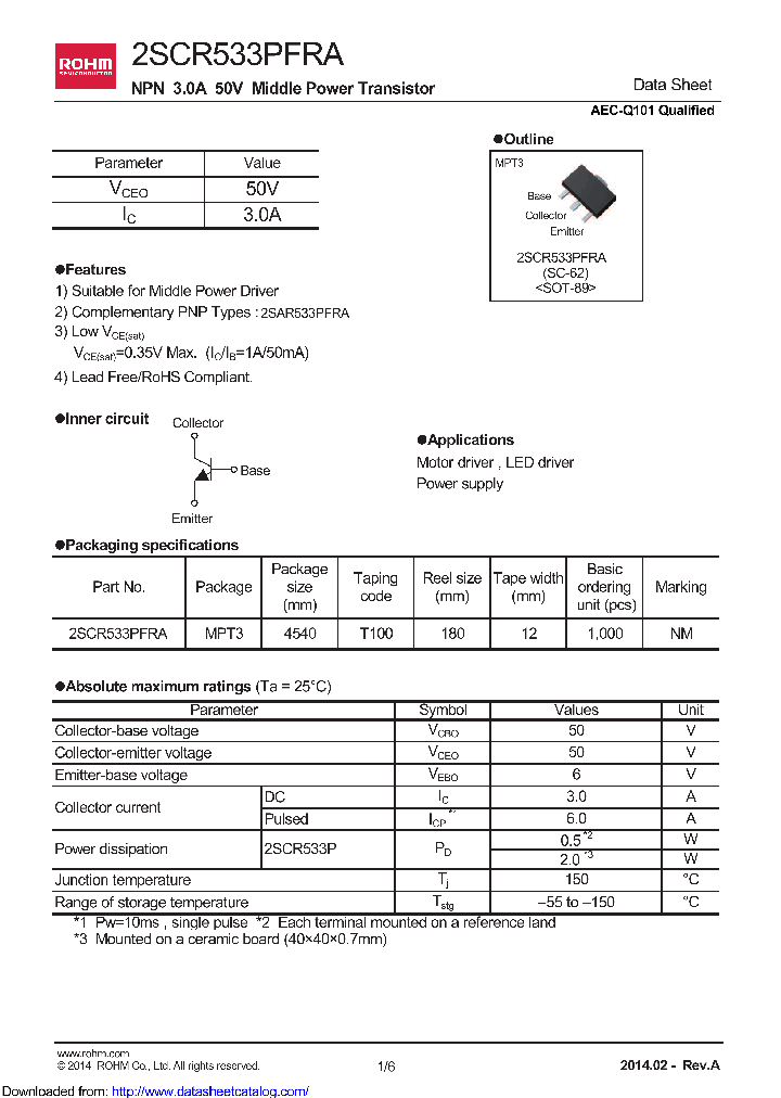 2SCR533PFRAT100_8710012.PDF Datasheet