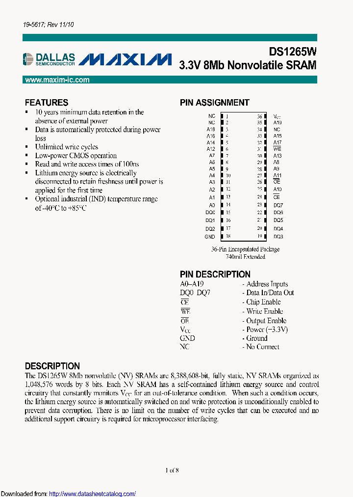 DS1265W-100IND_8710170.PDF Datasheet