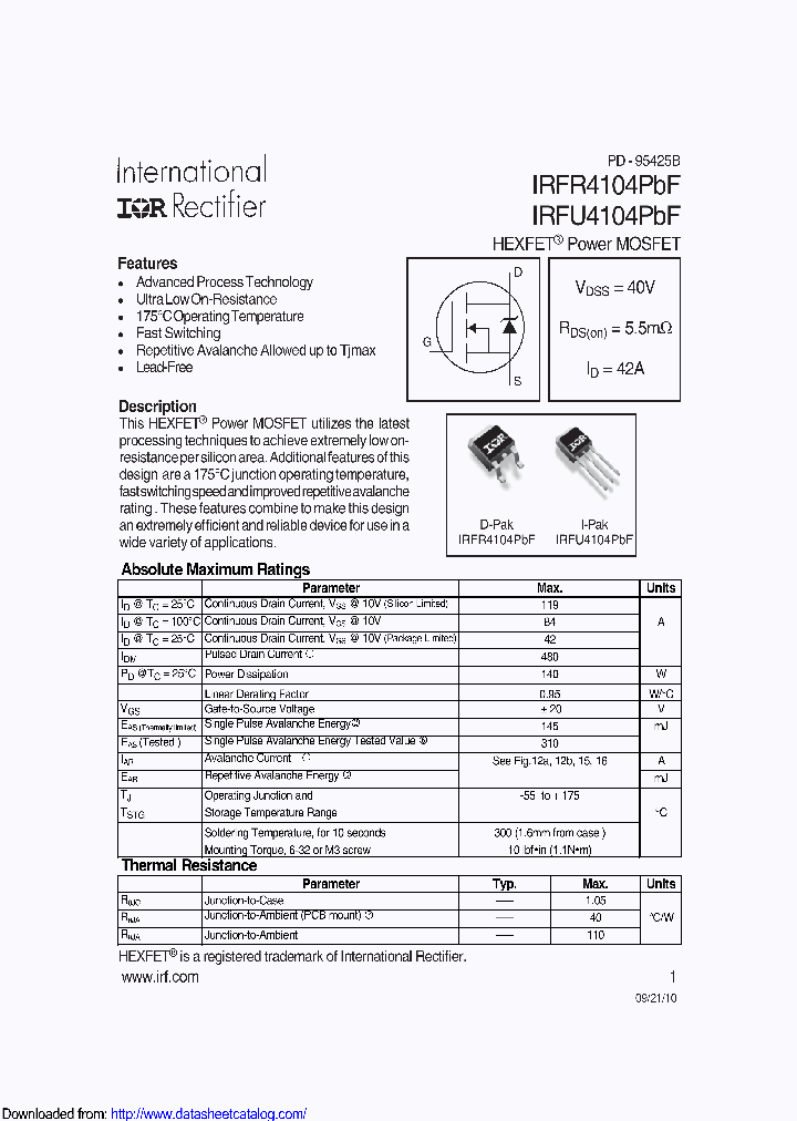 IRFU4104PBF_8711036.PDF Datasheet