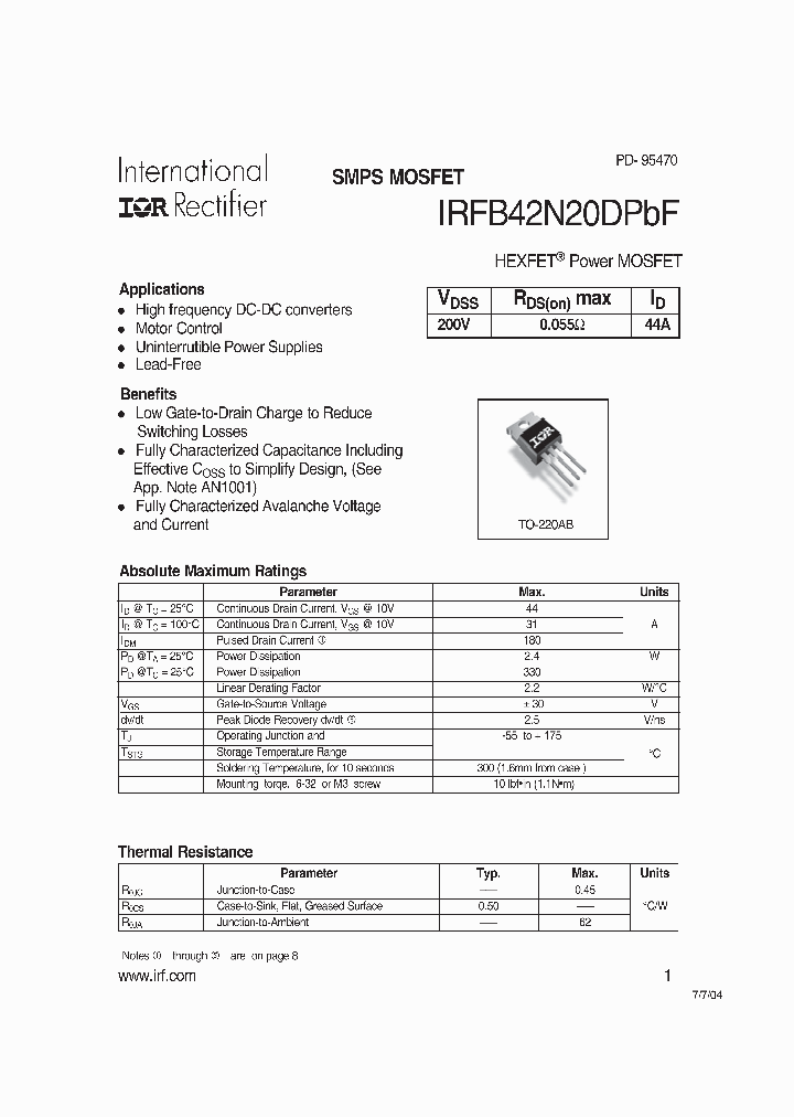 IRFB42N20DPBF_8714220.PDF Datasheet