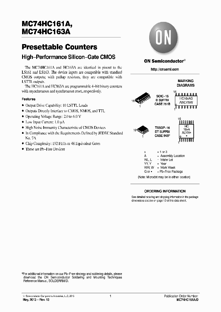 MC74HC161ADG_8717168.PDF Datasheet