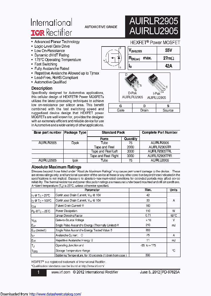 AUIRLR2905TR_8718492.PDF Datasheet
