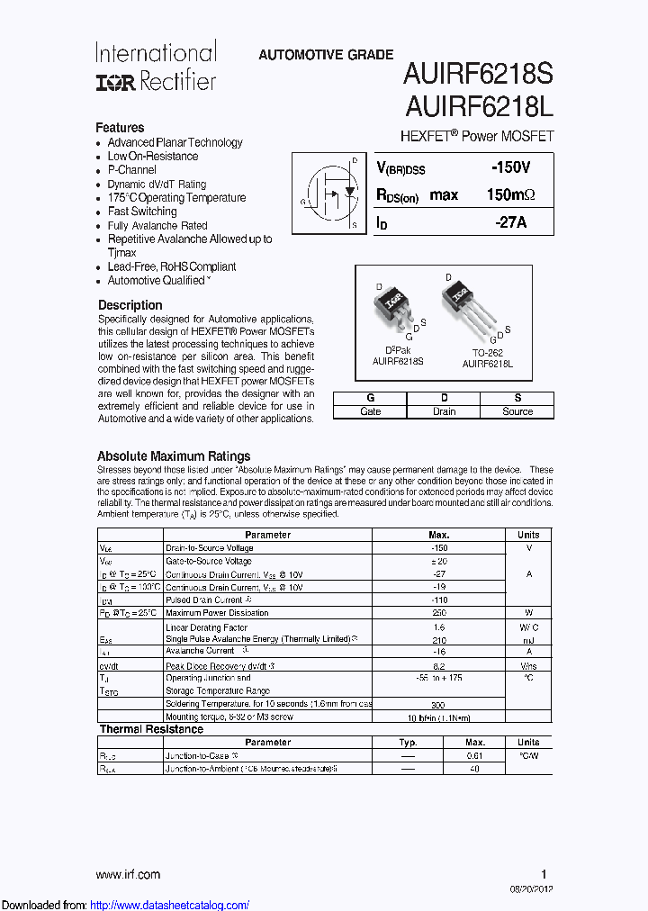 AUIRF6218STRR_8718471.PDF Datasheet