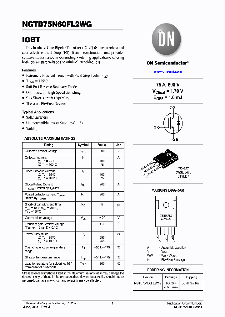 NGTB75N60FL2WG_8727846.PDF Datasheet