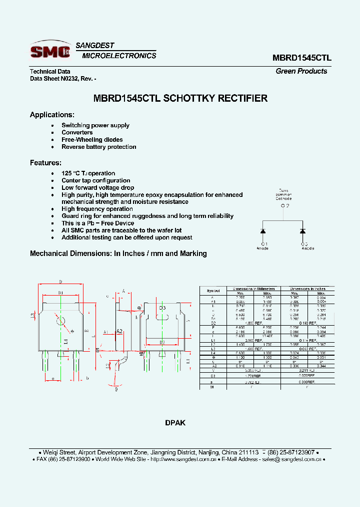 MBRD1545CTL_8728631.PDF Datasheet