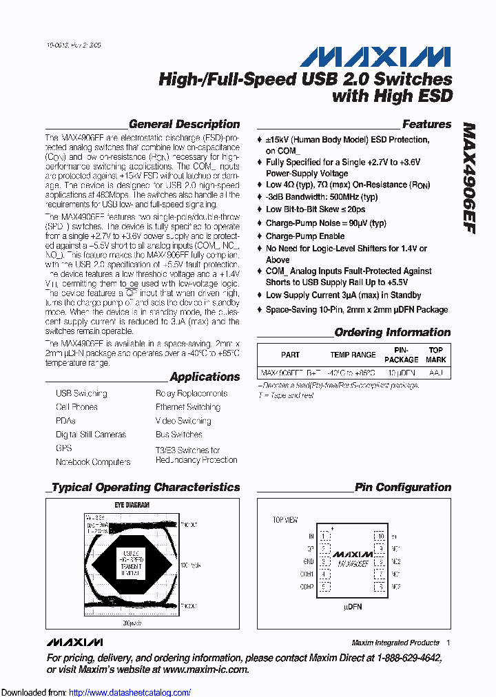 MAX4906EFELBT_8728835.PDF Datasheet