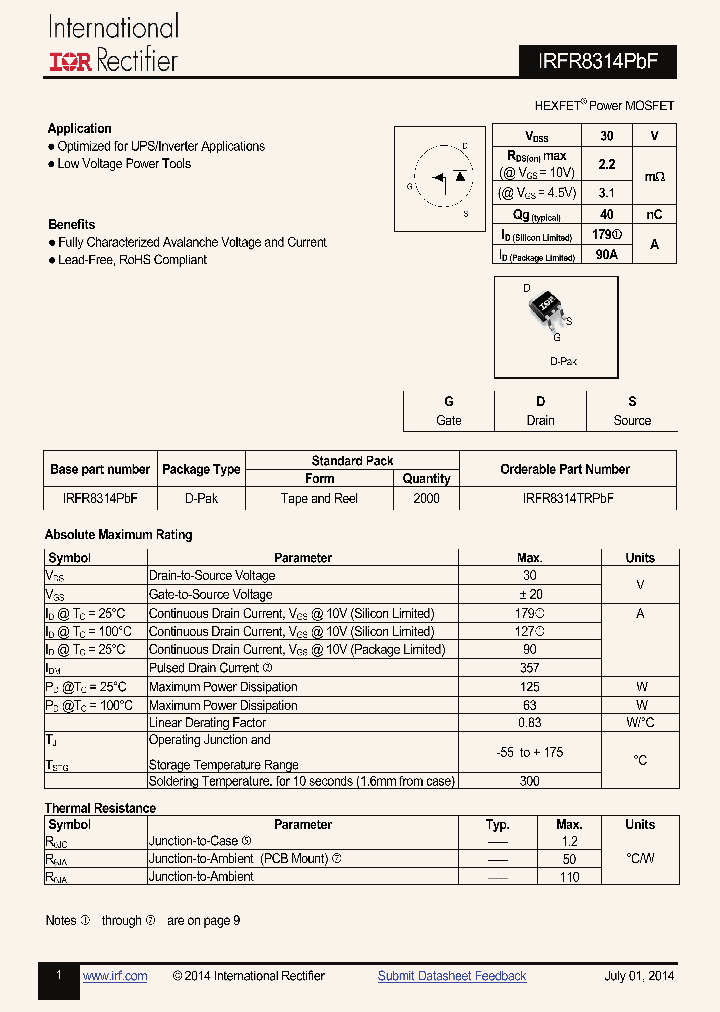IRFR8314PBF-15_8729362.PDF Datasheet