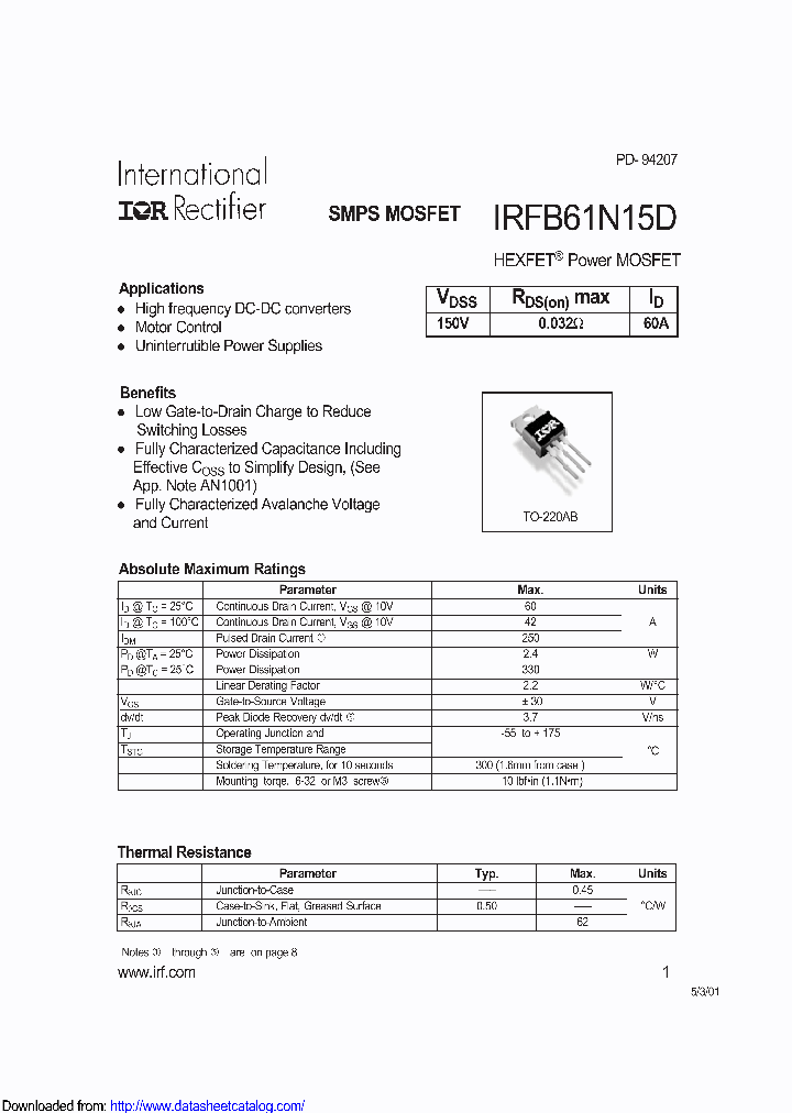 PB-IRFB61N15D_8740233.PDF Datasheet