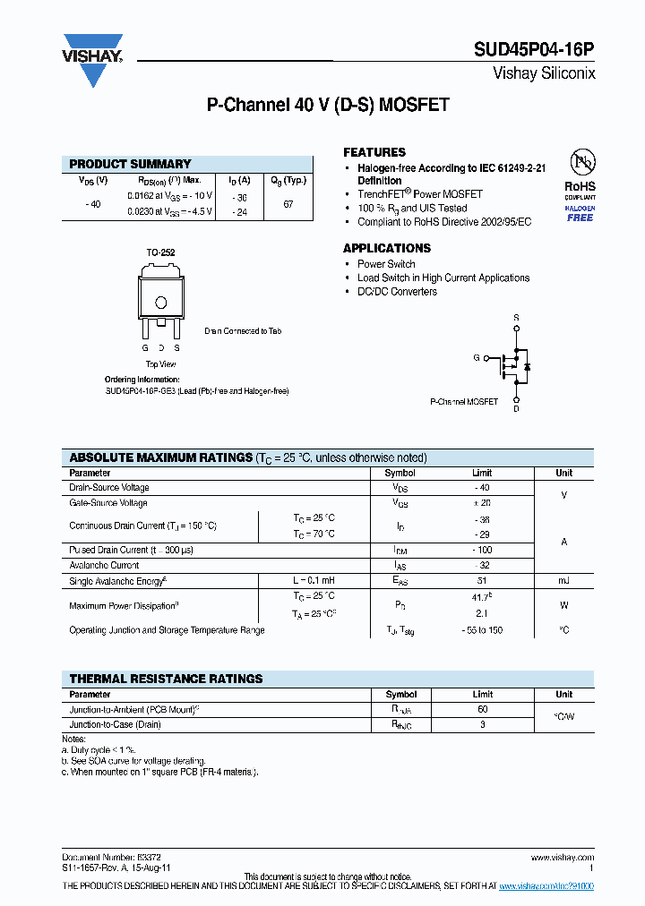 SUD45P04-16P_8741194.PDF Datasheet