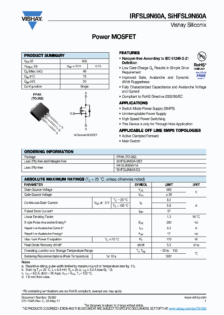 SIHFSL9N60A_8742252.PDF Datasheet